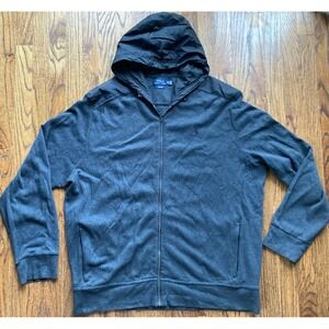 Polo Ralph Lauren Mens Hoodie Size 2XL Dark Gray Tech Full Zip Cotton
